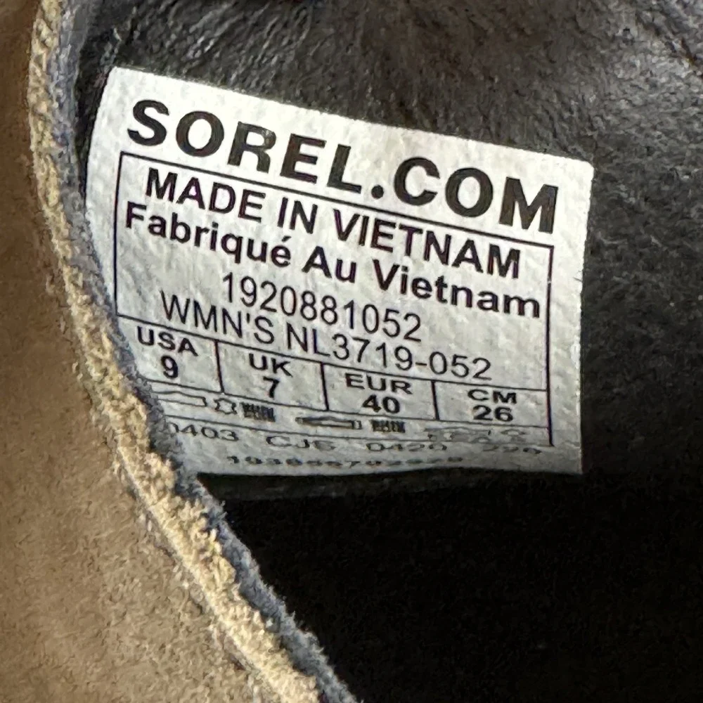 Sorel Emelie Chelsea‎ Boots Leather Booties Waterproof Quarry Black Size 9